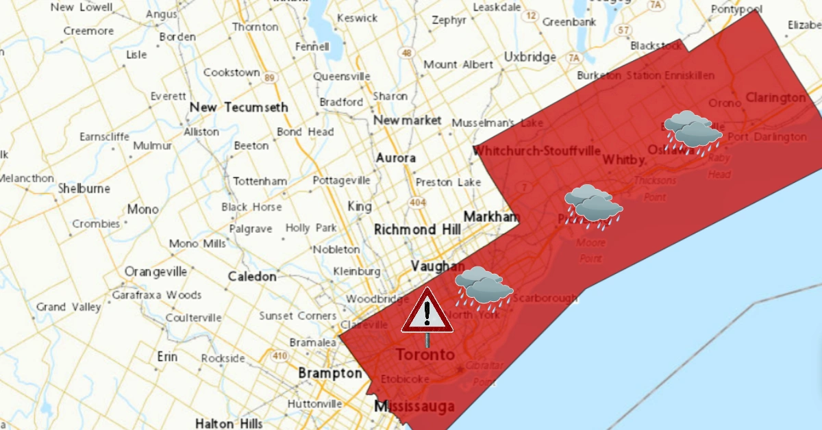 Rainfall Warning Issued for Toronto and Durham Region as Up to 60 mm Expected with Unseasonably Cold May Weather
